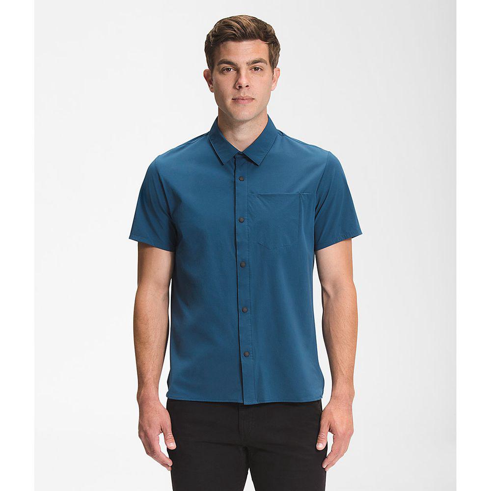 The North Face First Trail Κοντό Μανίκι Ανδρικα Πουκάμισα - Μπλε (LBWS39408)